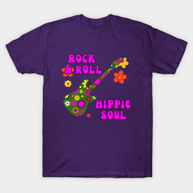 Rock N Roll, Hippie Soul, Flower Power, Hippie T-Shirt by Closeddoor